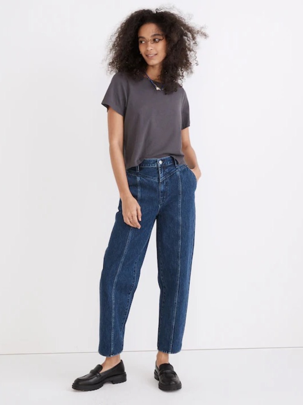 Madewell Balloon Jeans Size 29 Barrel Wide Leg Seamed Denim Blue Casual Boho